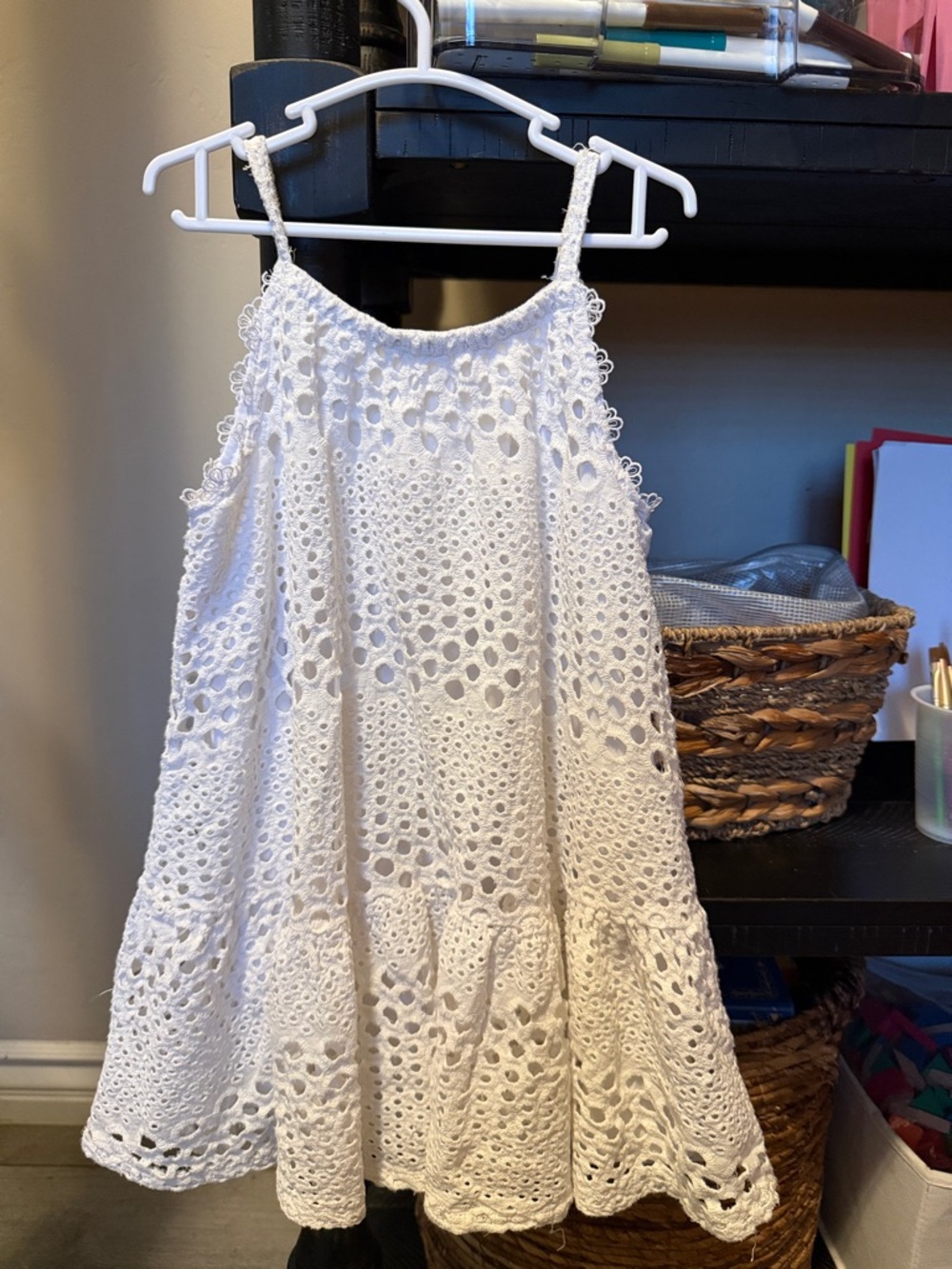 Habitual White Crochet Eyelet Girls' Dress